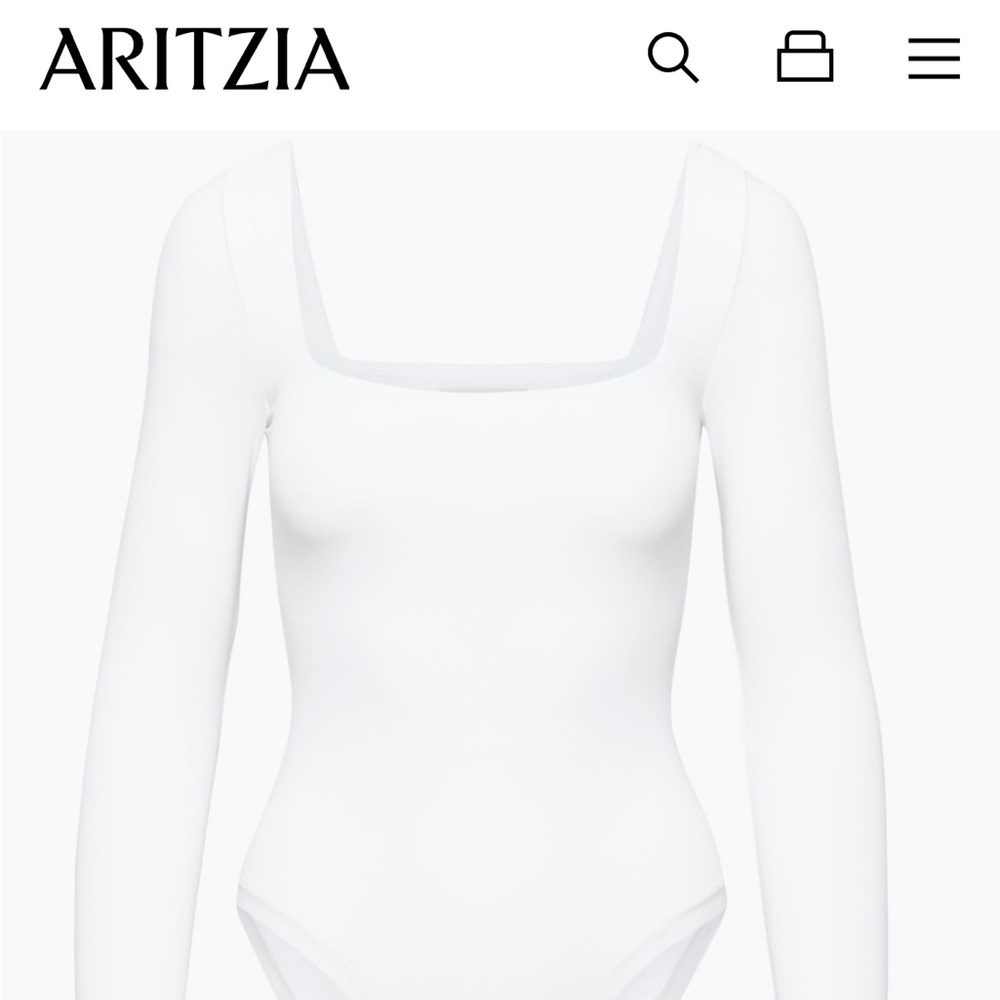 Aritzia Contour Squareneck Longsleeve Babaton Bodysuit - White